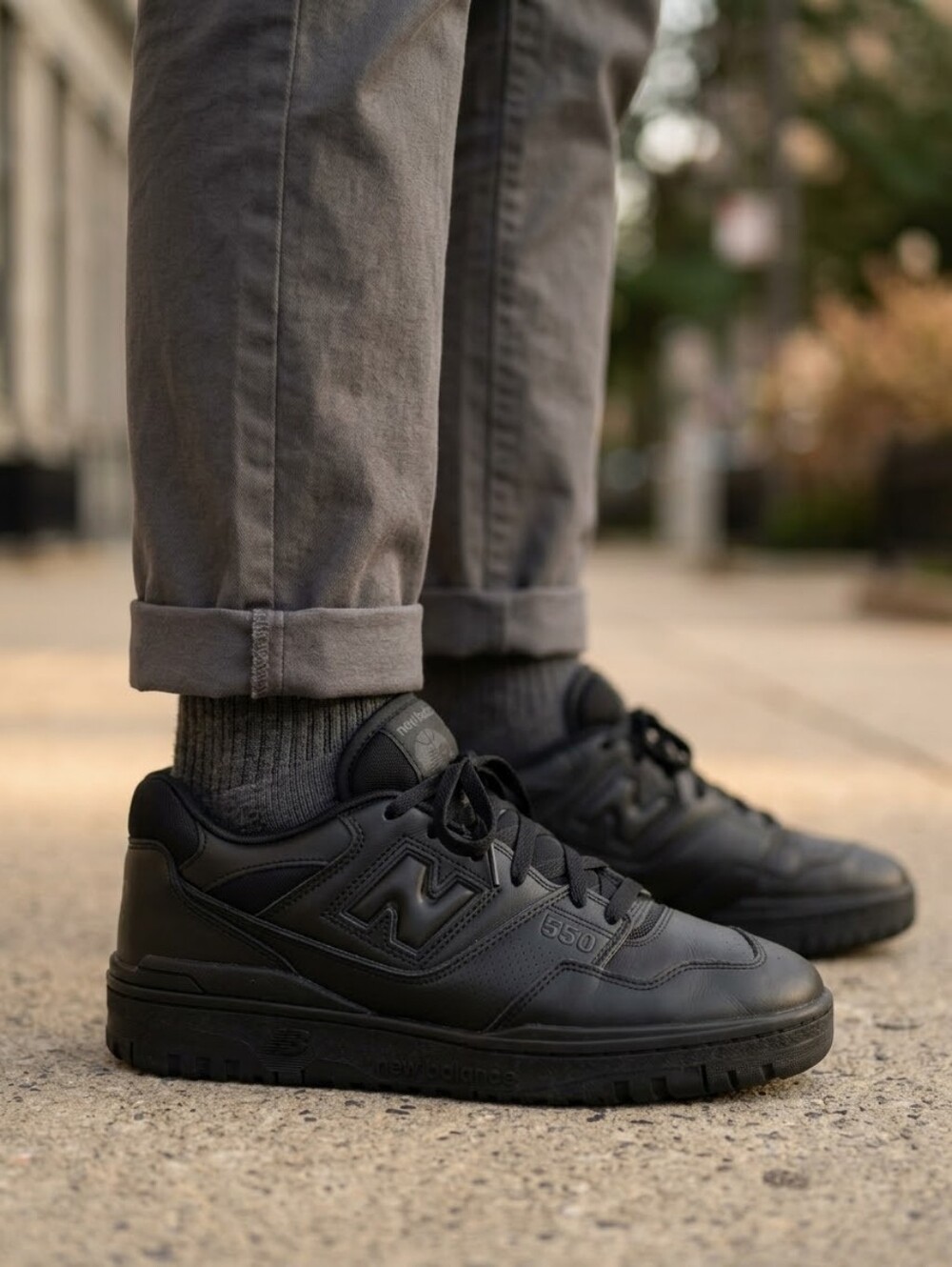 New Balance Men Shoes 550 Triple Black BB550BBB, Black/Black NWOB Size 8